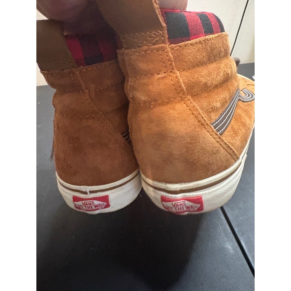 Vans Sk8-Hi MTE Honey Brown Suede Buffalo Plaid Flannel High Top Mens 11 - Picture 4 of 7